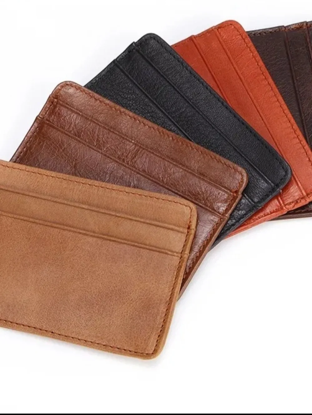 Leather Card Holder - Brown Slim Wallet for Men